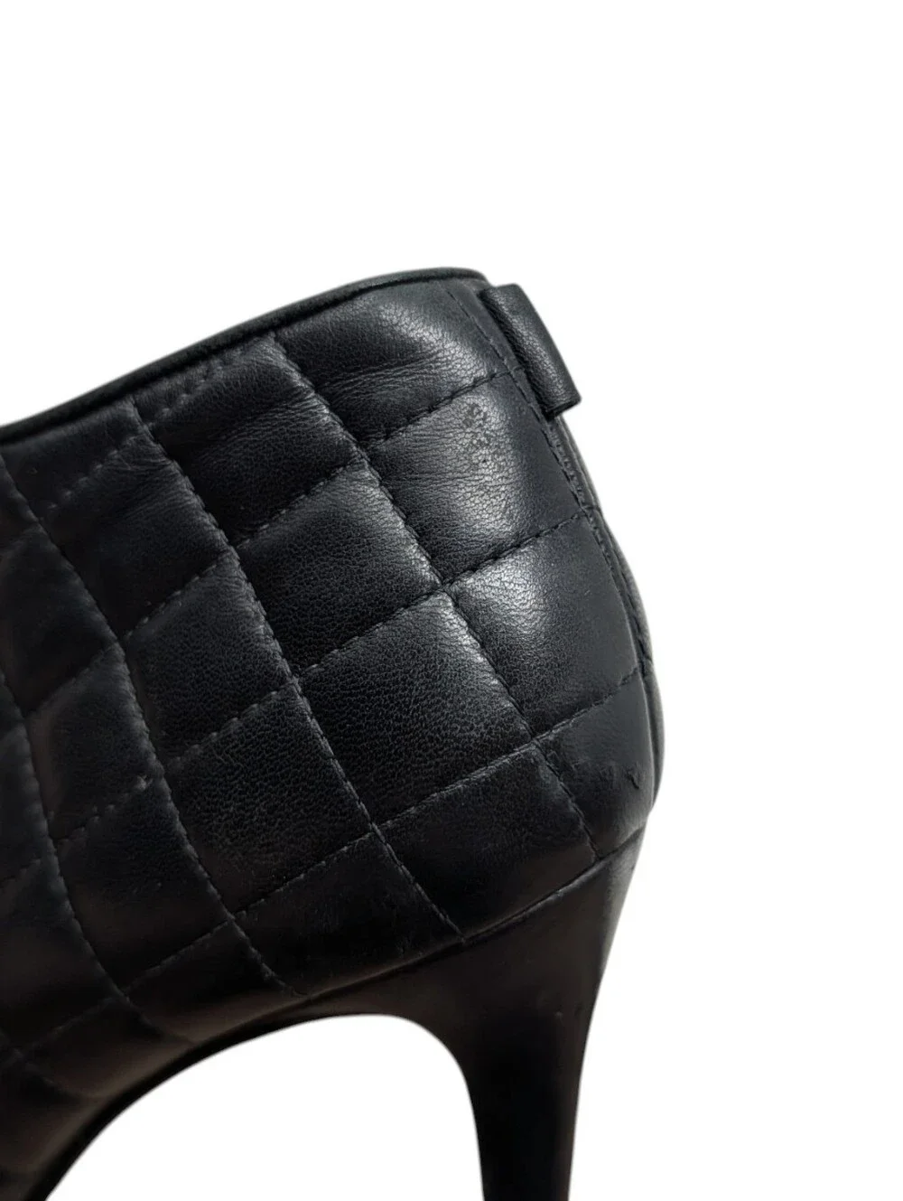 Chanel Black Quilted Leather Interlocking CC Heeled Bootie Boot Size EU 39